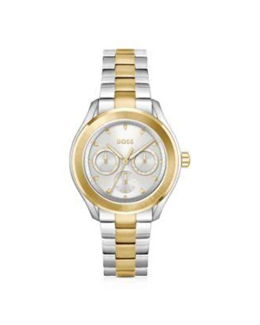 Montre en acier doré et argenté avec bracelet à maillons Boss en coloris Metallic
