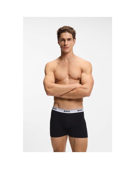 Boss Black Three-Pack Of Stretch-Cotton Logo-Waistband Boxer Briefs for men