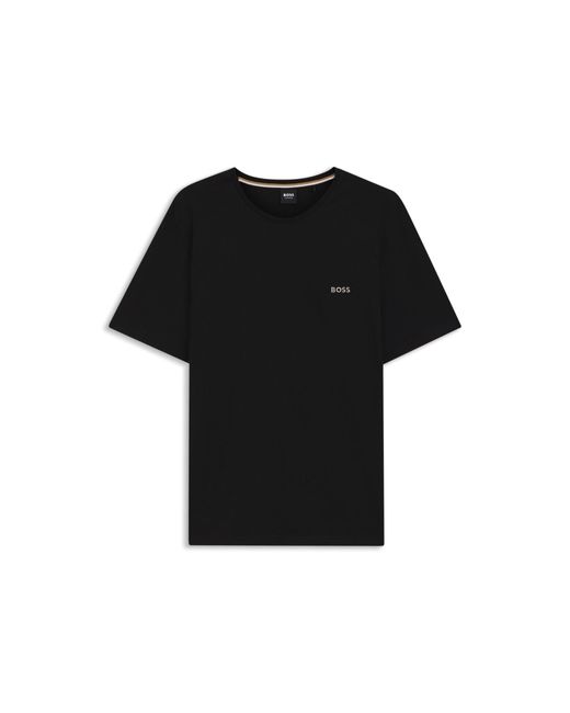 Boss Black Stretch-Cotton T-Shirt With Embroidered Logo for men