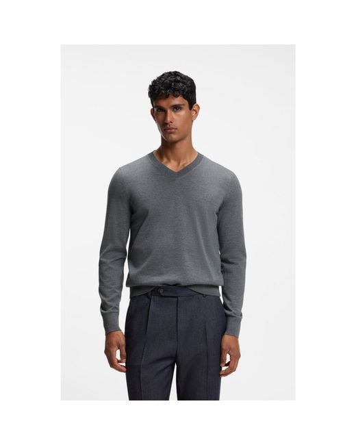 Boss Gray V-Neck Sweater for men