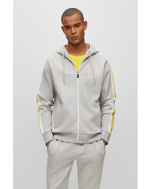 BOSS by Hugo Boss Gray Cotton-blend Regular-fit Tracksuit With Striped Tape for men