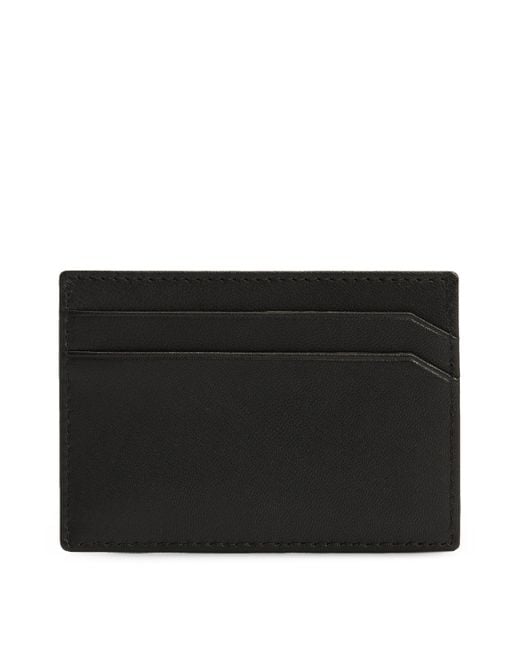 HUGO Black Leather Card Holder With Stacked Logo for men
