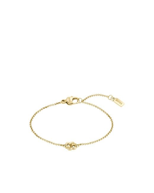 Boss Metallic Tone Chain Bracelet With Double B Monogram