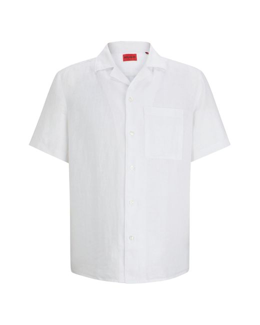 HUGO White Relaxed-fit Multi-occasional Shirt In Linen for men