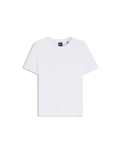 Boss White Premium Cotton T-Shirt With A Loose Fit