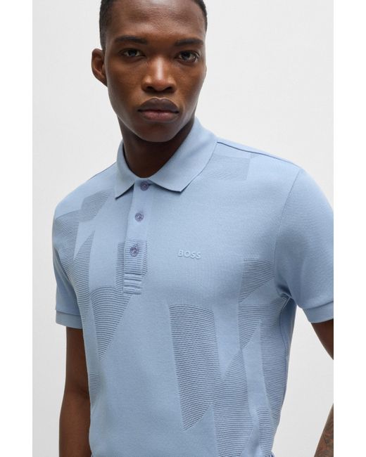 BOSS Relaxed fit Polo Shirt In Cotton Jacquard With Logo in Blue for Men Lyst