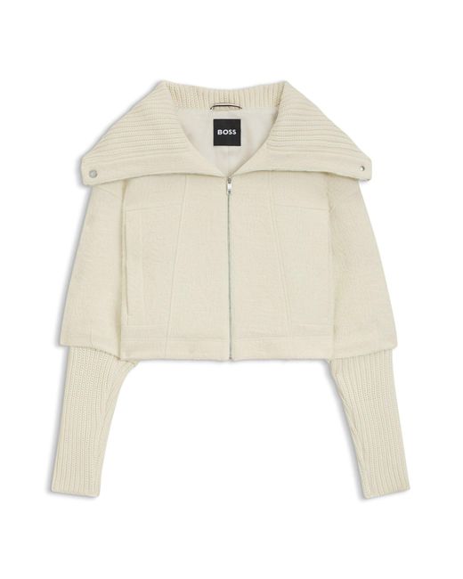 Boss Natural Regular-Fit Jacke Mit Oversize-Revers Und Reißverschluss