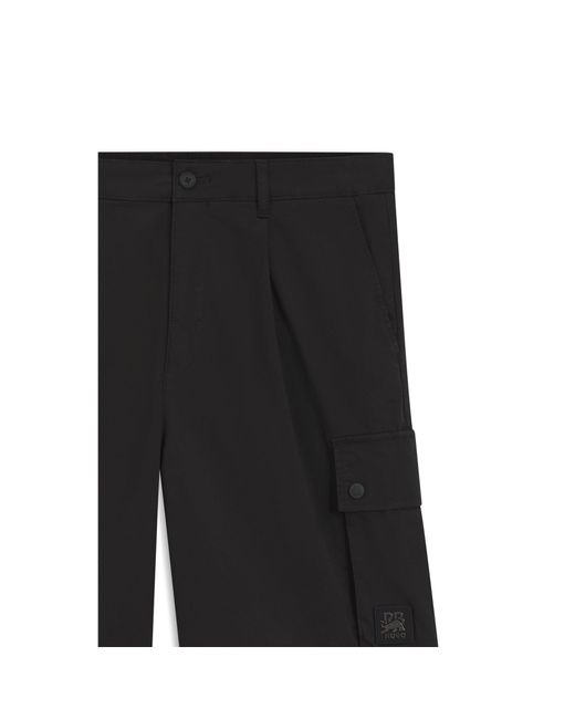 HUGO Black X Rb Stretch-Cotton Shorts With Bull Motif for men