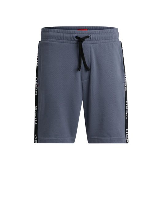 HUGO Shorts aus Baumwoll-Terry mit Logo-Stickereien und Tunnelzugbund in Blue für Herren