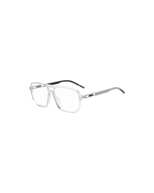HUGO Metallic Clear-Acetate Optical Frames With Cut-Out Logo for men