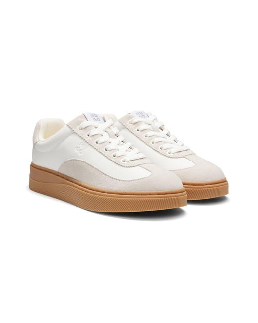 HUGO Lage Sneakers Met Suède Details in het White