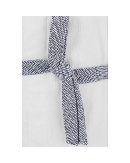 Boss White Cotton-Velvet Dressing Gown With Embroidered Logo
