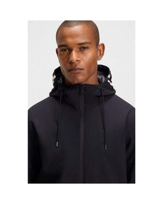 Boss Blue Equestrian Waterproof Jacket With Adjustable Hood for men