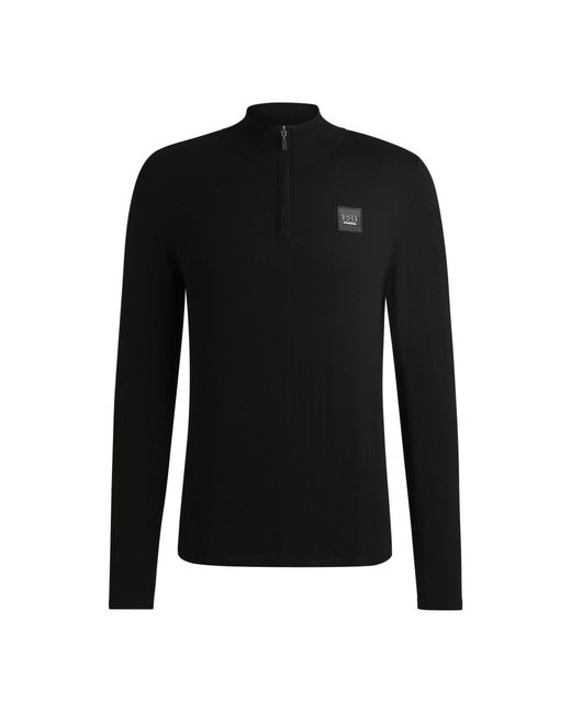 Boss Black Equestrian Troyer Sweater With Logo Patch for men