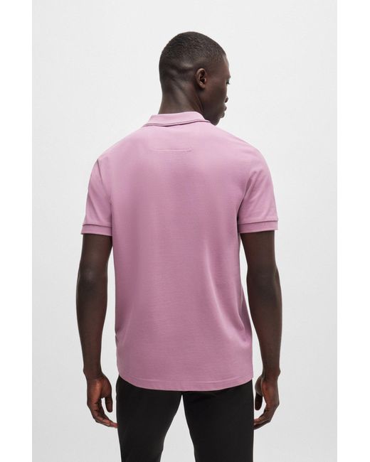 Boss Purple Cotton-piqué Slim-fit Polo Shirt With Tonal Logo for men