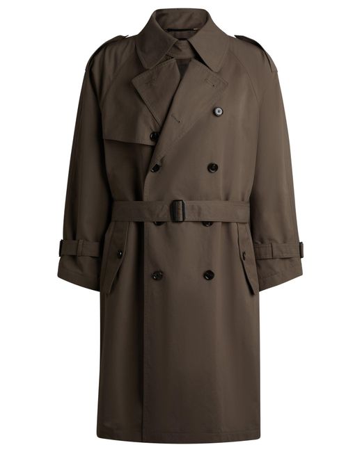 Boss Natural Double-breasted Trench Coat In An Italian Cotton Blend for men