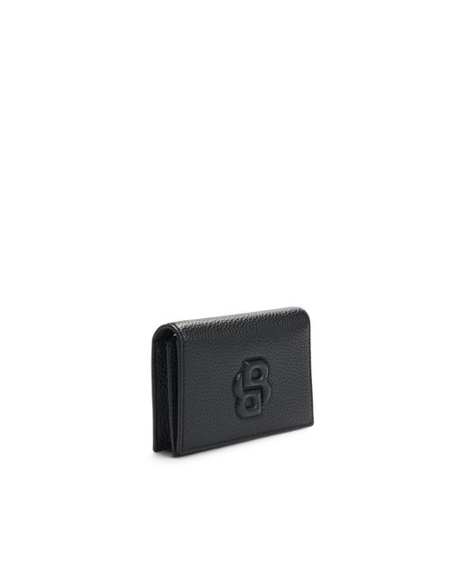 Boss Black Grained Small Wallet With Double B Monogram