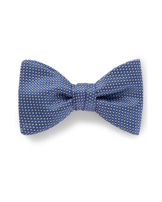 HUGO Blue Silk-blend Bow Tie With Woven Pattern for men