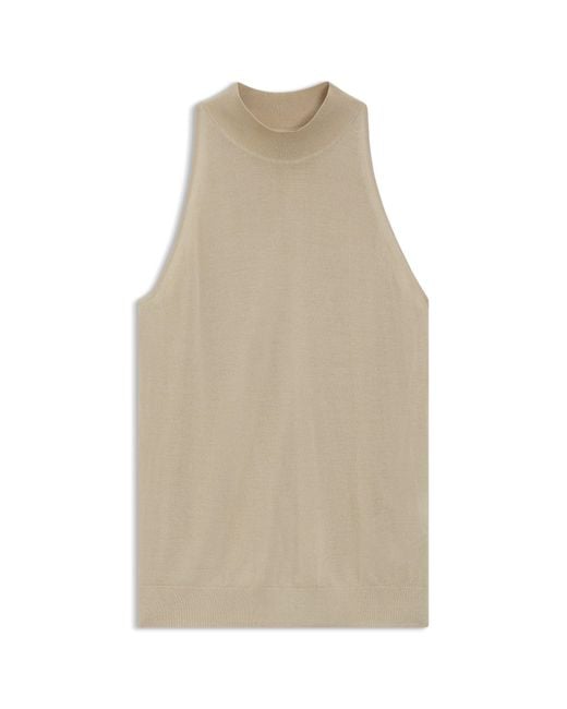 Boss Natural Knitted Mock-Neck Top