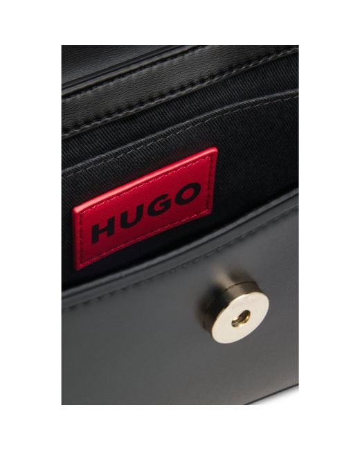 HUGO Black Logo-Lettering Shoulder Bag