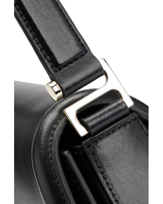 Boss Black Leather Shoulder Bag With Branded Hardware