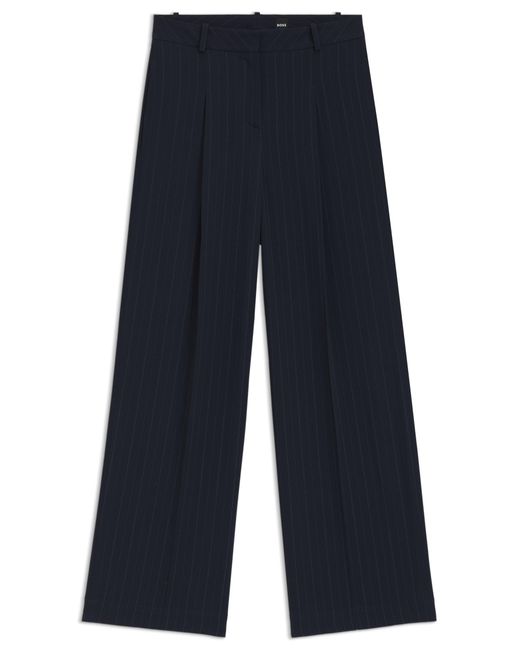 Boss Blue Extra Lange Nadelstreifenhose Mit Weitem Beinverlauf