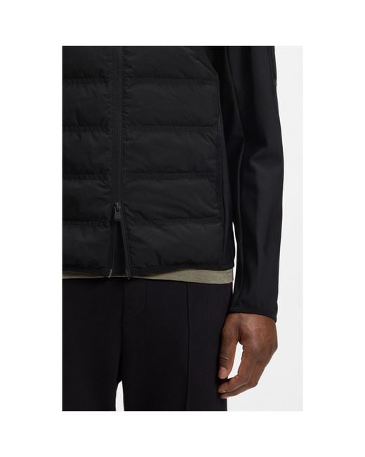 Boss Black Water-Repellent Down Jacket With Detachable Hood for men