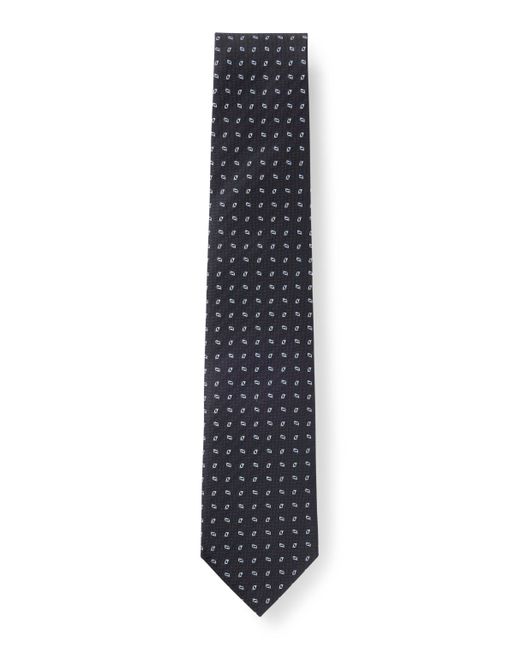 Boss Blue Silk-blend Tie With Jacquard Pattern for men