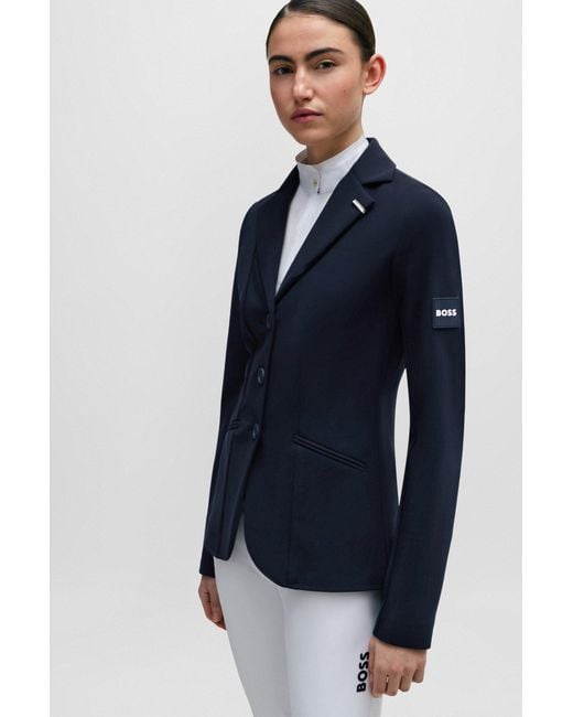 Boss Blue Equestrian Show Jacket With Logo Patch