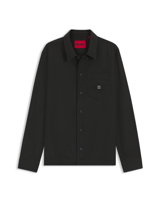 HUGO Oversized-Overhemd Overhemd Met Tweedelige Logopatch in het Black voor heren