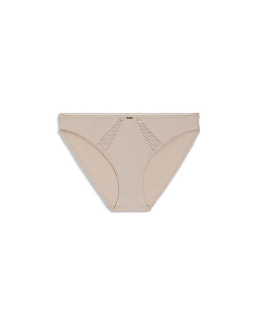 Boss Brown Microfibre Briefs With Lace Inserts