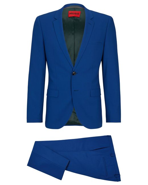 HUGO Blue Extra-slim-fit Suit In Performance-stretch Fabric for men