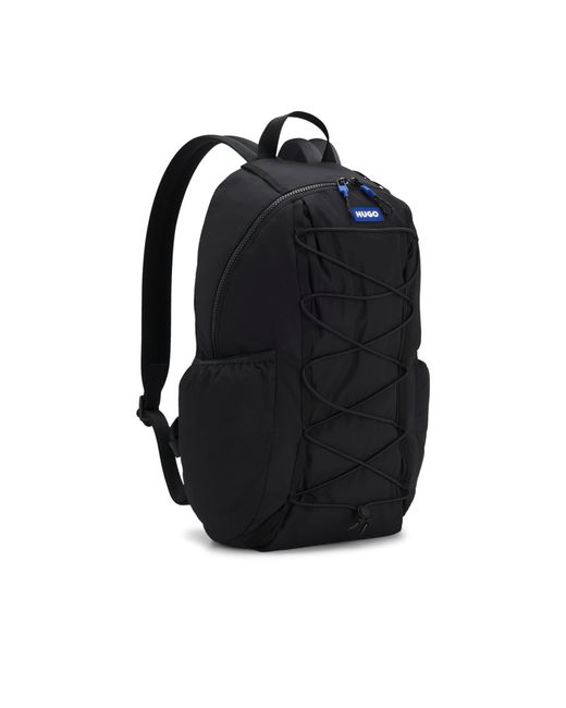 HUGO Black Backpack With Rubber Logo Patch for men