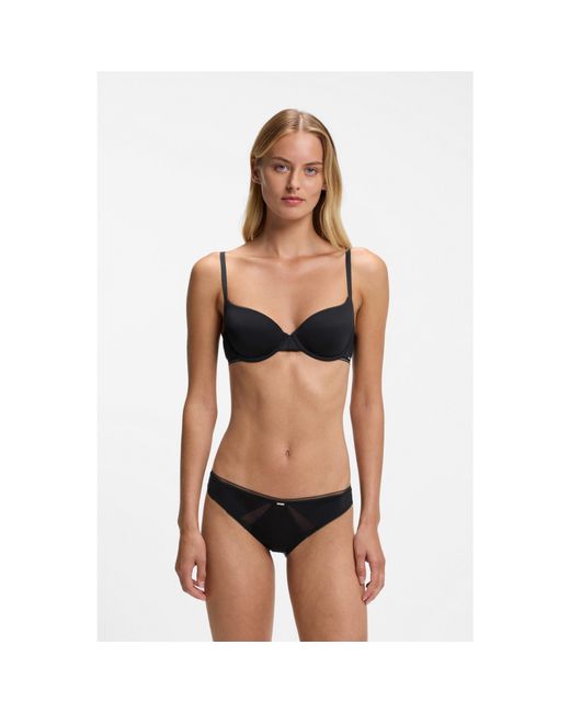 Boss Black Microfibre Briefs With Lace Inserts