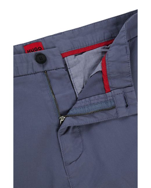 HUGO Blue Slim-fit Chinos In Stretch-cotton Gabardine for men