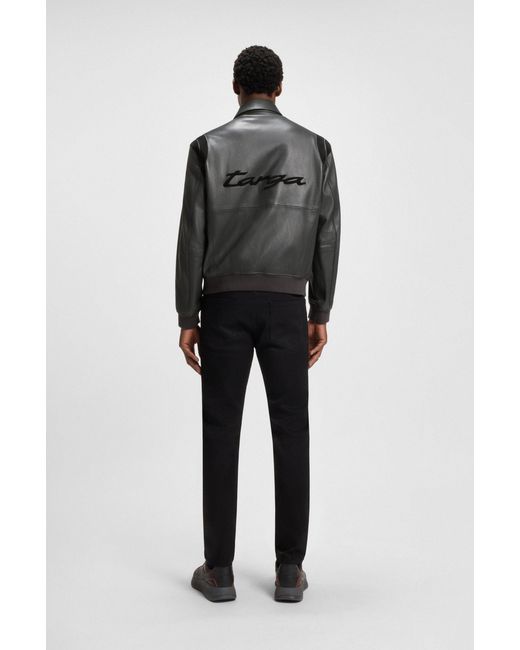 Boss Black Dark Grey Men's Leather Jackets Size 36r for men