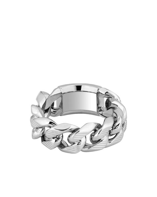 Boss Metallic Chain Ring With Logo Plate for men