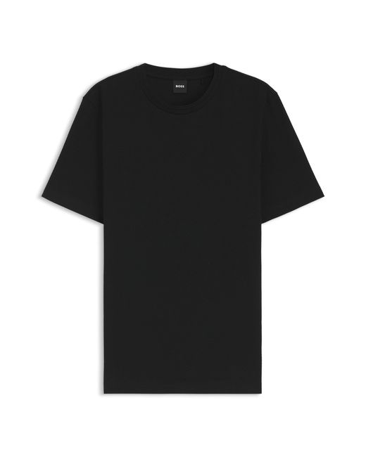 Boss Black Cotton-Blend T-Shirt With Bubble-Jacquard Structure for men