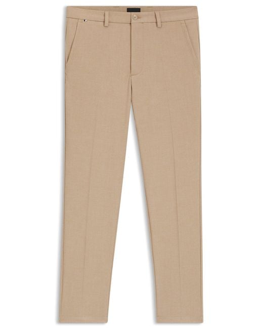 Boss Slim-Fit Hose Aus Meliertem Stretch-Gewebe in Natural für Herren