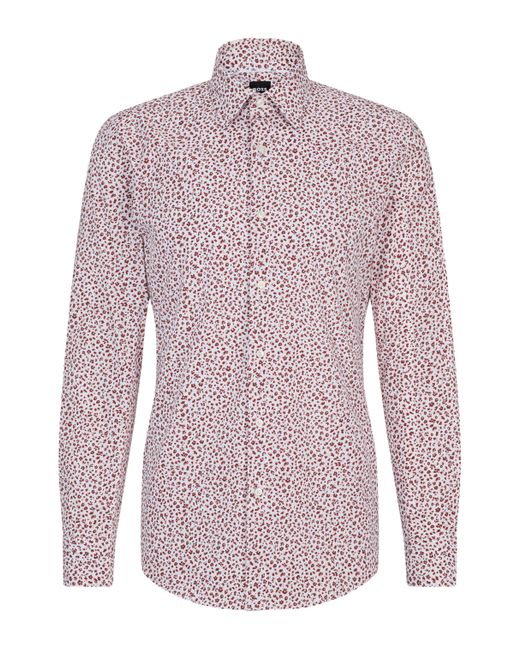 Boss Slim-fit Popeline Overhemd Van Stretchkatoen Met Bloemenprint in het Pink voor heren