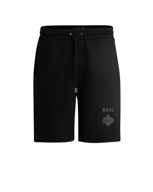 Boss Black X Nfl Cotton-terry Shorts With Special Artwork for men