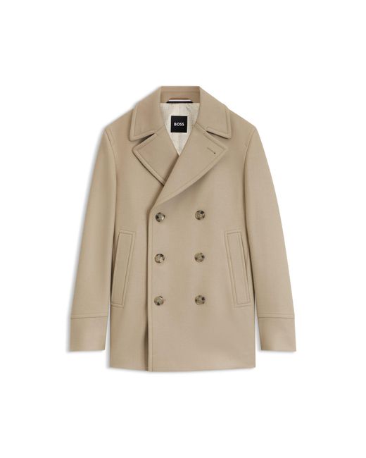 Boss Natural Slim-Fit Double-Breasted Short Coat for men