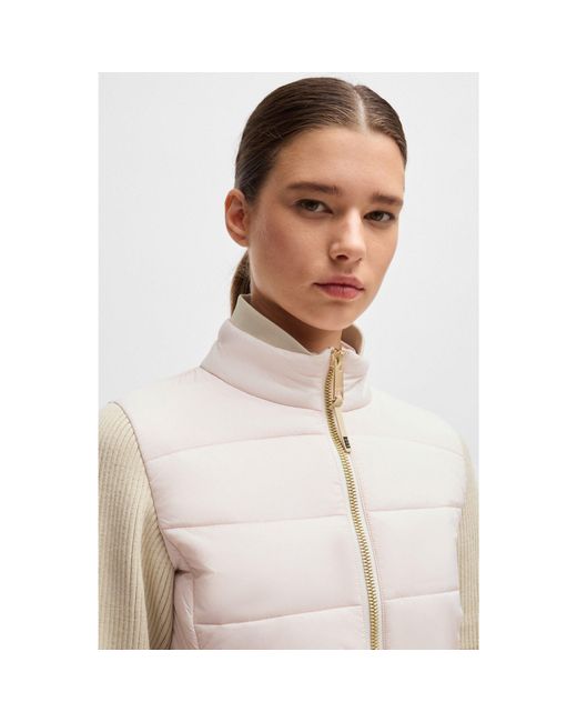Boss Natural Equestrian Mixed-Material Jacket With Sleeve Pocket