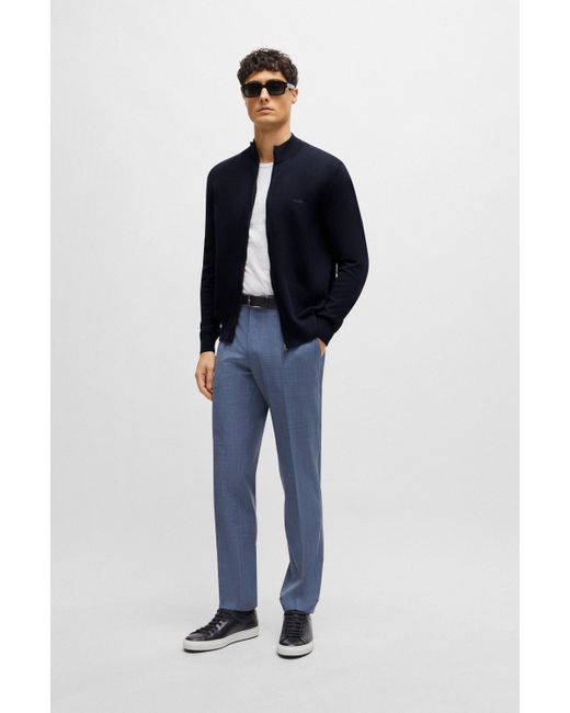 Cardigan Regular Fit en coton à logo brodé Boss pour homme en coloris Blue