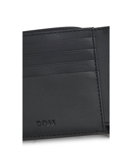 Boss Black Monogram Wallet With Plain Trims for men