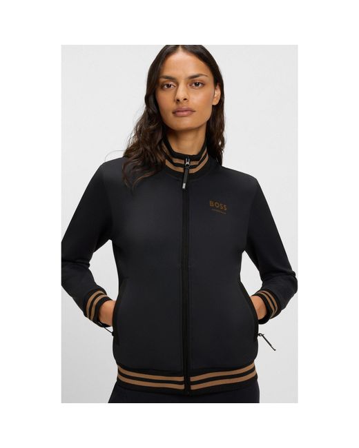 Boss Black Equestrian Zip Cardigan With Stripe Trims