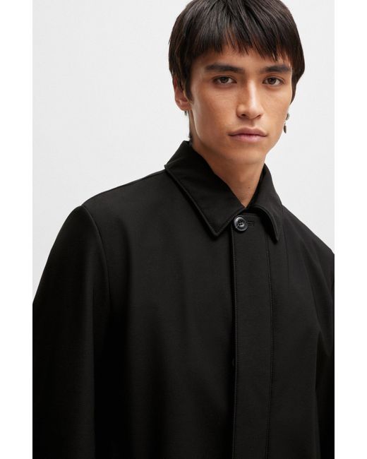 Manteau Slim Fit en toile déperlante HUGO pour homme en coloris Black