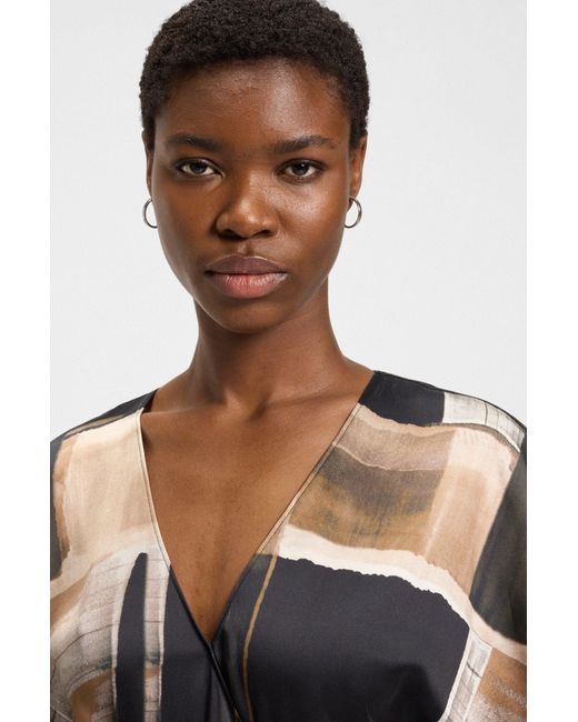 Boss Black Seiden-Kleid Mit Zeitgemäßem Print