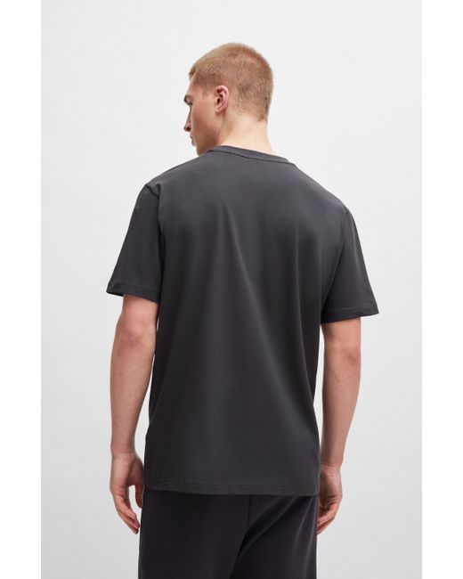 Boss Regular-fit T-shirt Van Stretchkatoen Met Nieuw Artwork in het Black voor heren