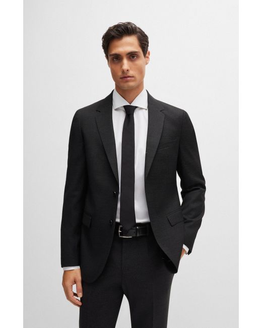 Boss Black Slim-fit Suit In Micro-patterned Wool for men